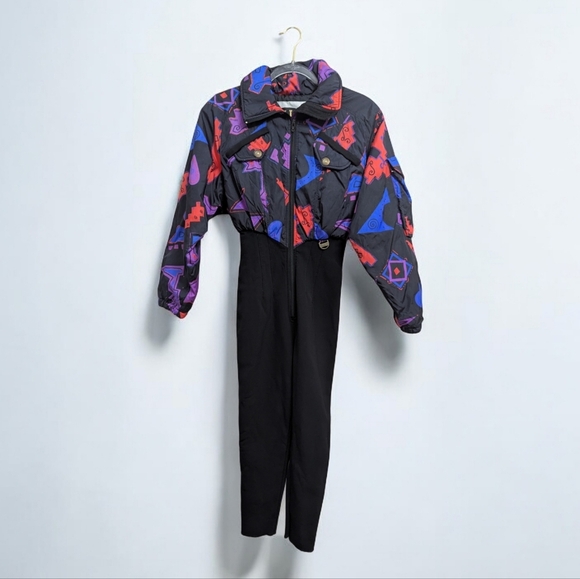 Vintage Nils 80s 90s Retro Abstract Western Ski Suit - Picture 1 of 16